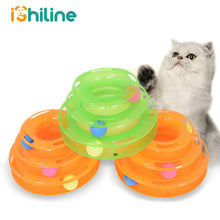 Load image into Gallery viewer, Three Levels pet cat toy Tower Tracks Disc cat Intelligence Amusement triple pay disc cat toys ball Training Amusement plate