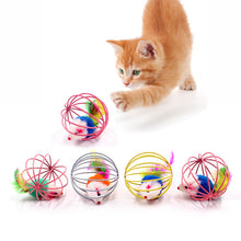 Load image into Gallery viewer, Cat Interactive Toy Stick Feather Wand With Small Bell Mouse Cage Toys Plastic Artificial Colorful Cat Teaser Toy Pet Supplies