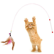 Load image into Gallery viewer, Cat Interactive Toy Stick Feather Wand With Small Bell Mouse Cage Toys Plastic Artificial Colorful Cat Teaser Toy Pet Supplies