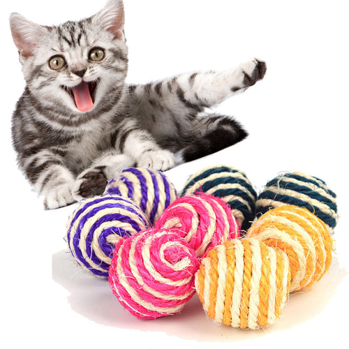 Random Color Cat Play Chewing Toy Straw Cat Pet Rope Weave Ball Teaser Ball Cats Products For Pets hot sale^5