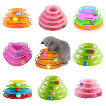 Load image into Gallery viewer, Funny Pet Toys Cat Crazy Ball Disk Interactive Amusement Plate Play Disc Trilaminar Turntable Cat Toy Z