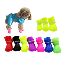 Load image into Gallery viewer, The pet dog boots with four silicone antiskid shoes wear waterproof dogs shoes candy colored pet rainy days appear essential