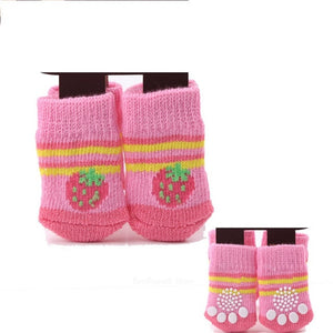 Lovely Pet Socks Antiskid Teddy Dog Socks Panda 4Pcs Pet Knits Socks Anti Slip Skid Bottom